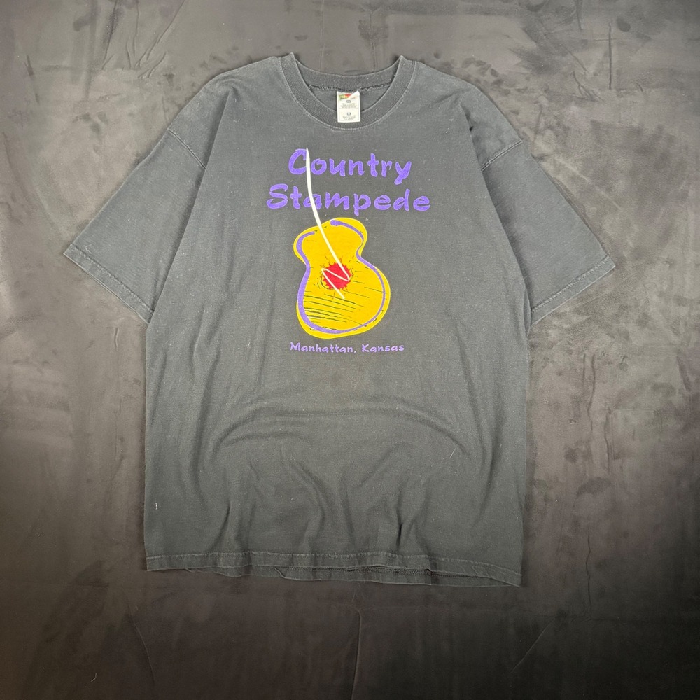 90s Mens Fruit of the Loom Country Stampede 1998 Festival T-Shirt XL